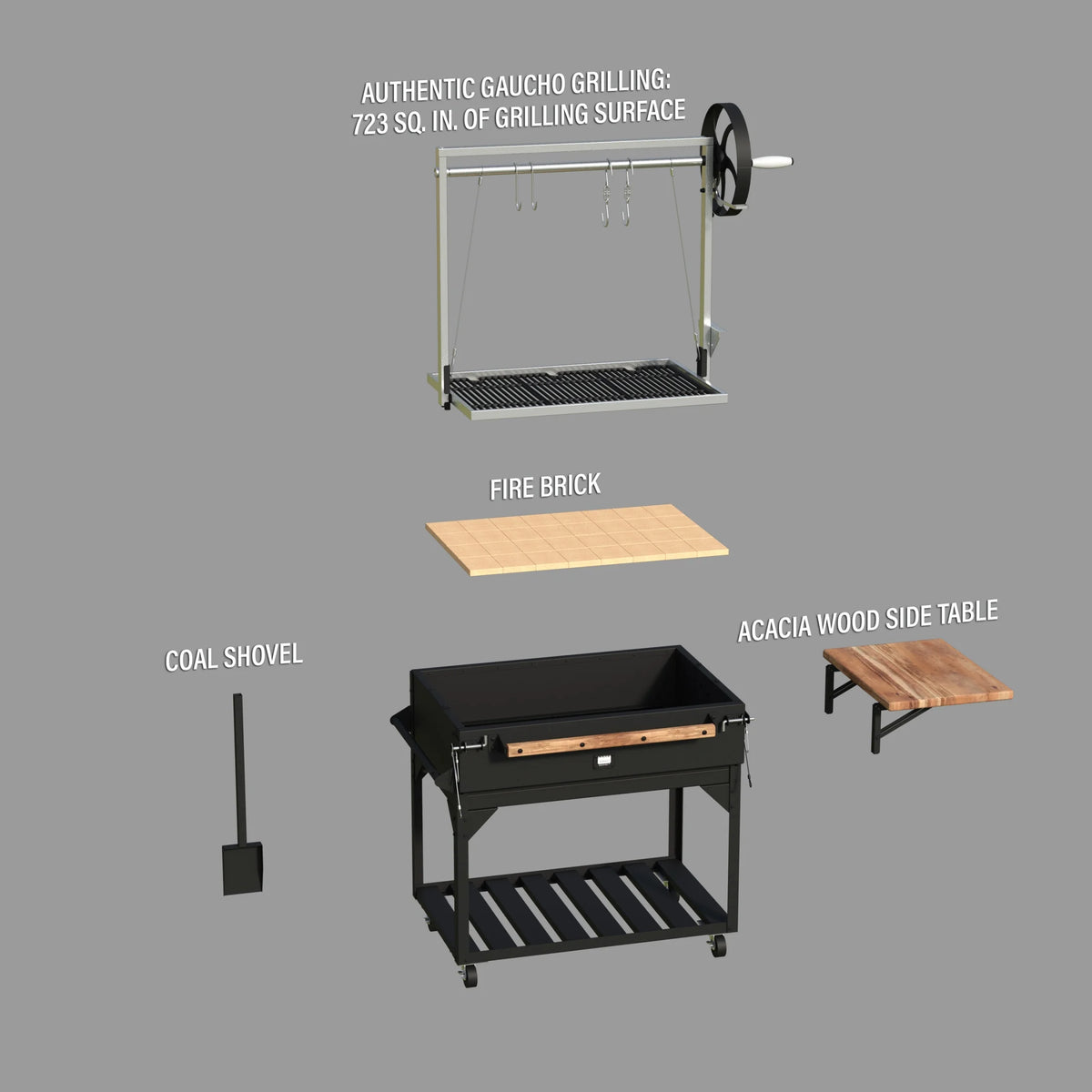 Backyard Discovery Argentine Santa Maria Heritage Wood Fire & Charcoal Grill, Fire Bricks