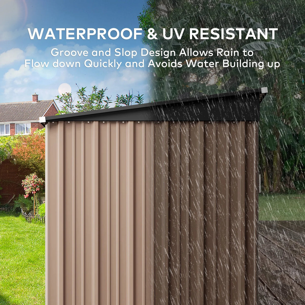 Lofka 6ft x 4ft Outdoor Storage Shed, Metal Garden Shed,Brown