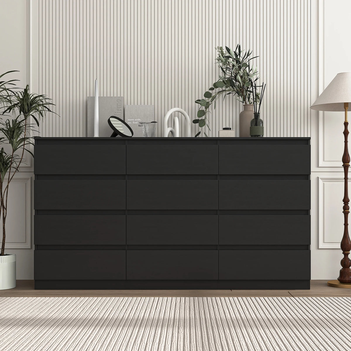 Kadyn White Chest of Drawer, 6 Double Drawer Dresser for Bedroom, Modern Storage Cabinet for Living Room, Dresser
