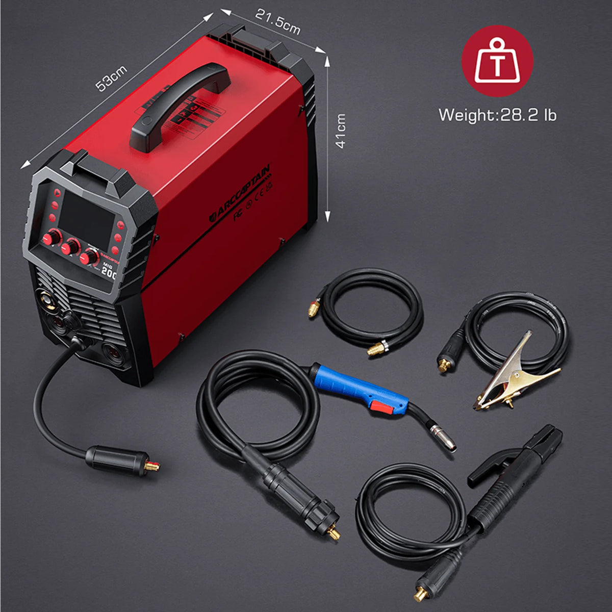 ARCCAPTAIN 6 in 1 MIG Welder Machine, 200A Gas Welders w/ Flux Core MIG/Stick/Lift TIG/Spot Welding/Spool Gun Function
