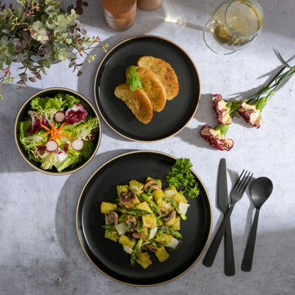 Gibson Home Zuma 18 Piece Dinnerware Set - Black