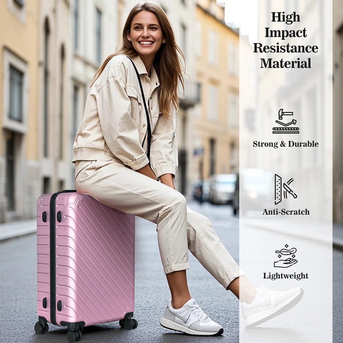 Apelila 4 Piece Luggage Sets Waterproof Durable Ultra-Light Hardside Spinner Suitcase Set Extra Large Capacity with 360�� Silent Wheels 3-Level Handles Lightweight Travel Luggage Free Covers & Hangers