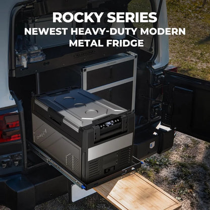 BougeRV Rocky 12 Volt Car Refrigerator, 81QT Dual Zone Car Fridge Freezer with Metal Casing, APP Control Compressor Cooler 12/24V DC, 110~240V AC for RV Truck Vehicle Outdoor Travel Camping Trip