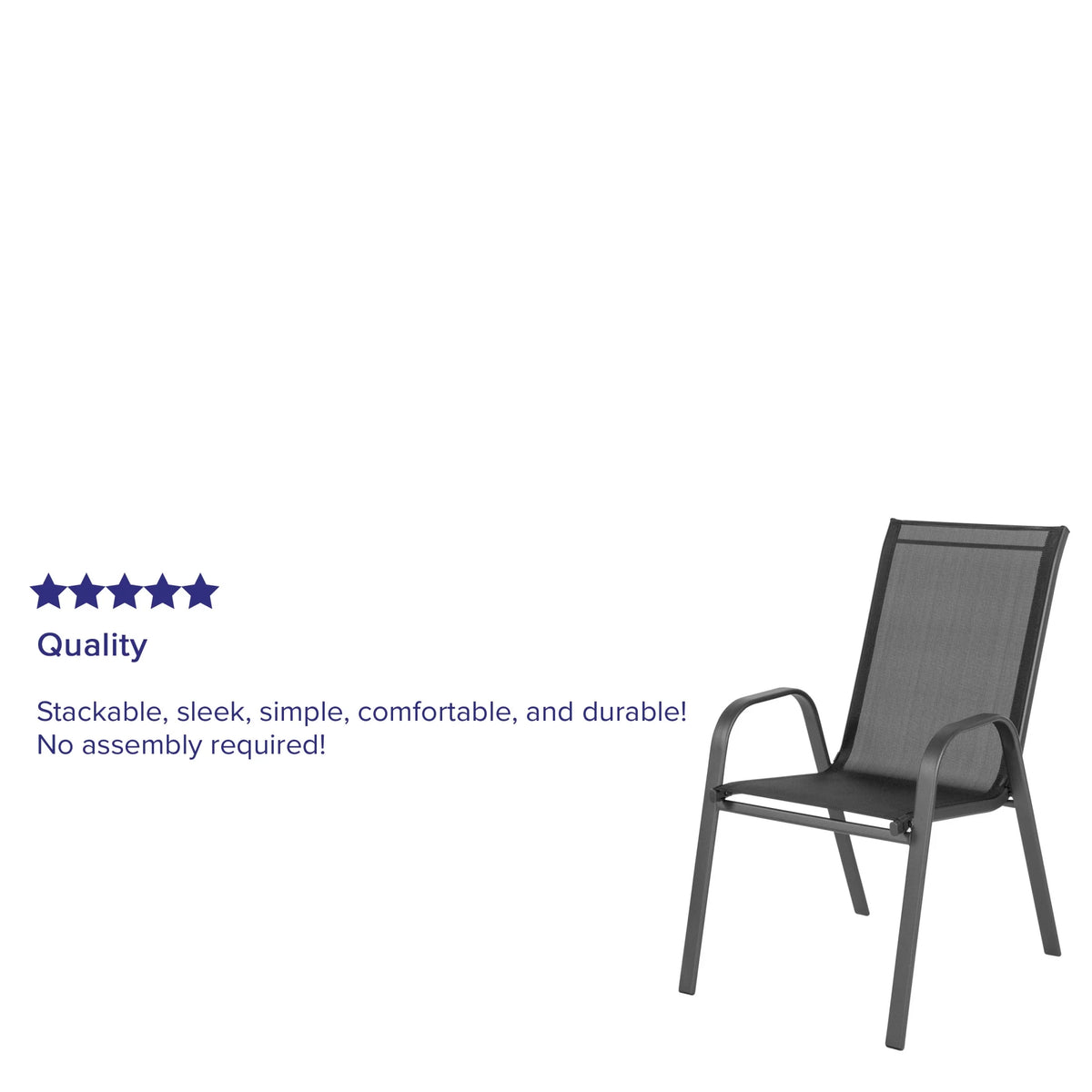 Flash Furniture 5 Pack Brazos Series Brown Outdoor Stack Chair with Flex Comfort Material and Metal Frame