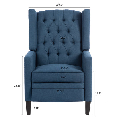 Recliner Chair, Living Room Chairs with Arms, Adjustable Single Reclining Sofa, Home Theater Seating Arm Chair with Thick Padded Seat, Footrest, Lounge Chair for Bedroom, Blue