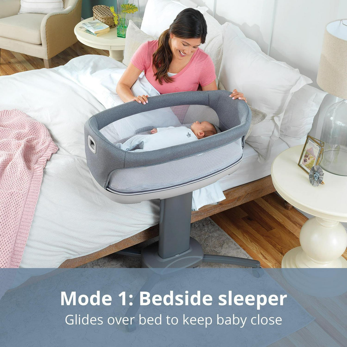 Chicco Close to You 3-in-1 Portable Bedside Bassinet and Changing Table - Heather Grey (Grey). New