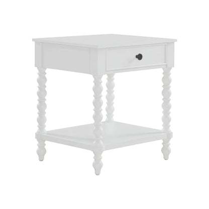 Pioneer Woman Harper Spindle Nightstand with USB Charging Ports, Adults and Teens, White Finish