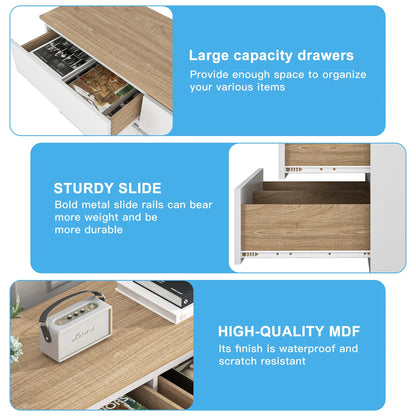 Kadyn White Chest of Drawer, 6 Double Drawer Dresser for Bedroom, Modern Storage Cabinet for Living Room, Dresser
