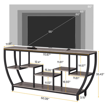 Tribesigns 70.9 Inch Entertainment Center with Storage Shelves, 70.9 Inch TV Stand for Television up to 80 Inches, Wood TV Media Console Table Unit for Living Room, Bedroom,Gray