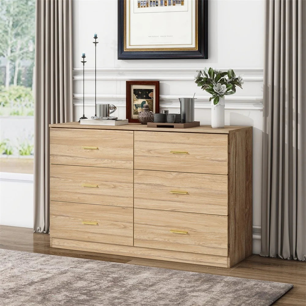 Kadyn White Chest of Drawer, 6 Double Drawer Dresser for Bedroom, Modern Storage Cabinet for Living Room, Dresser