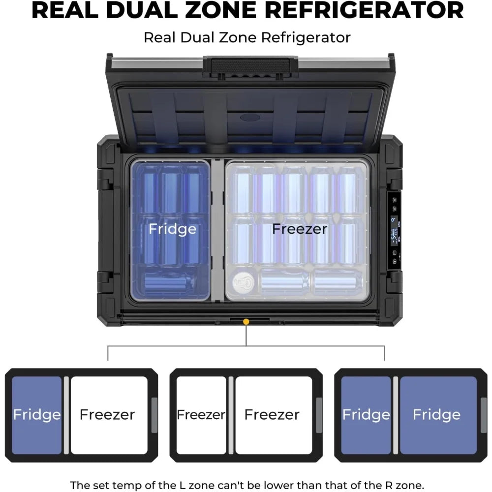 BougeRV Rocky 12 Volt Car Refrigerator, 81QT Dual Zone Car Fridge Freezer with Metal Casing, APP Control Compressor Cooler 12/24V DC, 110~240V AC for RV Truck Vehicle Outdoor Travel Camping Trip