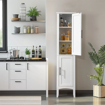 Ktaxon Bathroom Storage Cabinet Narrow Tall, Freestanding Cabinet Storage Tower with 2 Door, White