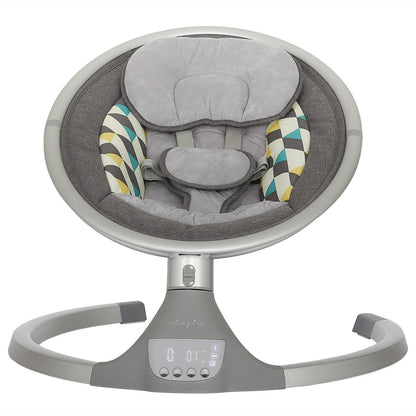 Dream On Me Zazu Baby Swing. Baby Swing for Infant. 5 - Swinging Speed. Two Attached Toys. Bluetooth Enabled and Remote Control. Grey and Blue