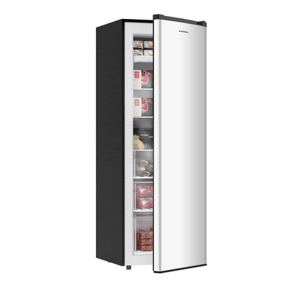 BANGSON Upright Freezer, 7.0 Cu.ft Freestanding Freezer, Convertible Upright Freezer/Refrigerator, Single Door for Kitchen, Office, Apartment, Silver