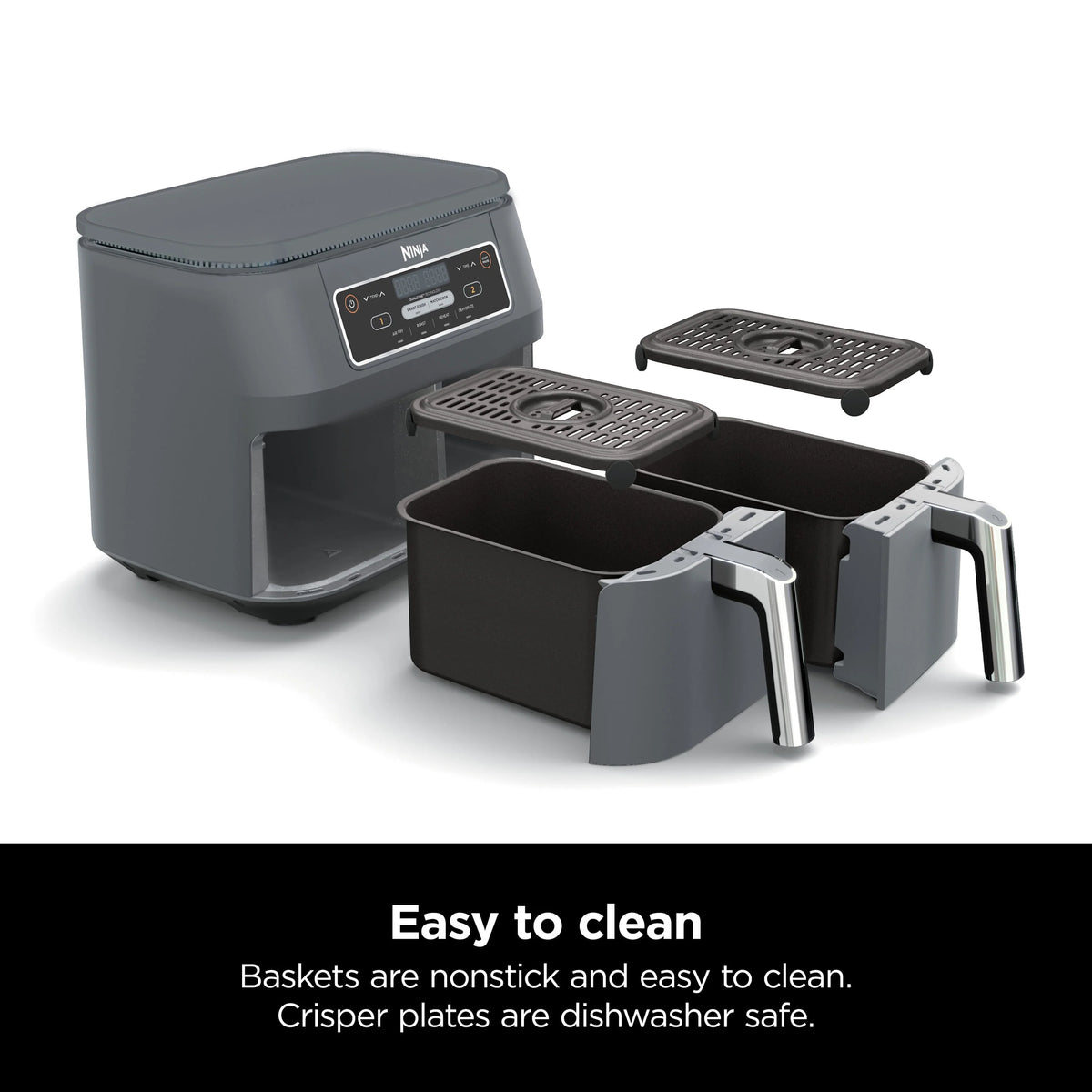 Ninja Foodi 4 in1 8-Quart. 2 Basket Air Fryer with DualZone Technology Air Fry, Roast, and More, DZ100WM