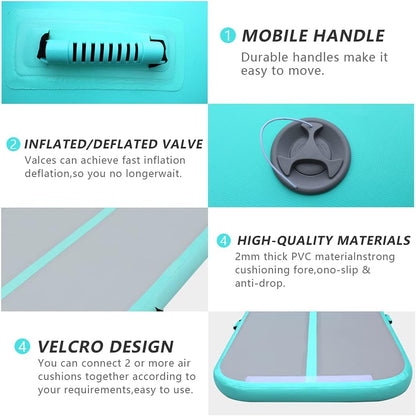Gymnastics Mat Set 10FT Inflatable Tumbling Mat, 39*24 inch Air Roller Gymnastics Barrel and 3 Air Block with 800W Air Pump for Training Cheerleading Home Use Yoga and Water Use