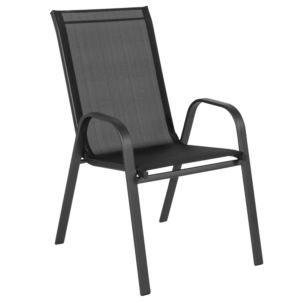 Flash Furniture 5 Pack Brazos Series Brown Outdoor Stack Chair with Flex Comfort Material and Metal Frame