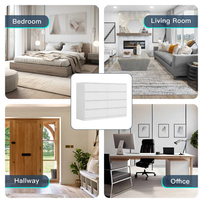 Kadyn White Chest of Drawer, 6 Double Drawer Dresser for Bedroom, Modern Storage Cabinet for Living Room, Dresser