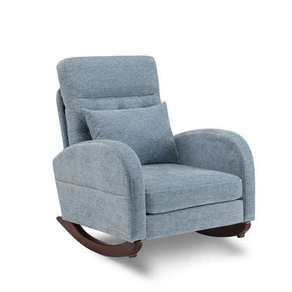 Ktaxon Rocking Accent Chair Glider Reading Chair Comfy Teddy Velvet Upholstered Single Sofa Rocker for Living Room, Nursery, Bedroom Beige
