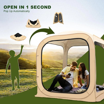 FICISOG Sports Tent Pop up Weather Pod Outdoor Screen House Pod Tent Shelter for up to 6 People, 71in Large Instant Weatherproof Pop up Tent with Clear View for Camping
