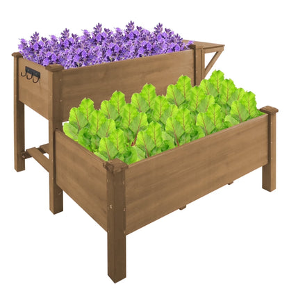 PETSCOSSET Large Raised Garden Bed Outdoor Wooden Planter Box with Legs for Gardening