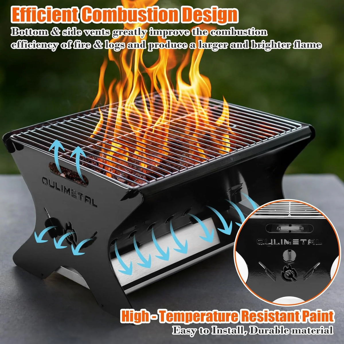 Portable Gas/Charcoal Grill �C Foldable BBQ & Fire Pit for Outdoor Cooking, Camping, Tailgating,  & Backyard