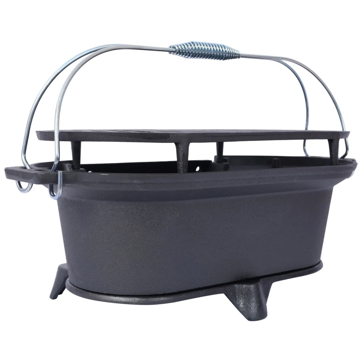 Hibachi Grill, 16" Portable Cast Iron Outdoor Tabletop Grill, Handled Mini Japanese BBQ Charcoal Stove, Small Durable Camping Cast Iron Grill with Grate Hook