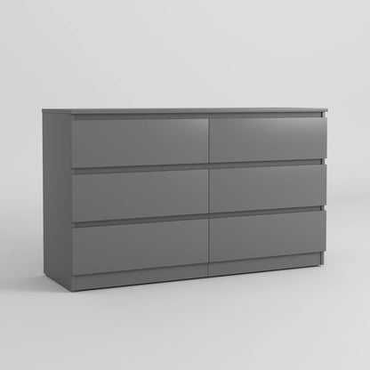 Kadyn White Chest of Drawer, 6 Double Drawer Dresser for Bedroom, Modern Storage Cabinet for Living Room, Dresser