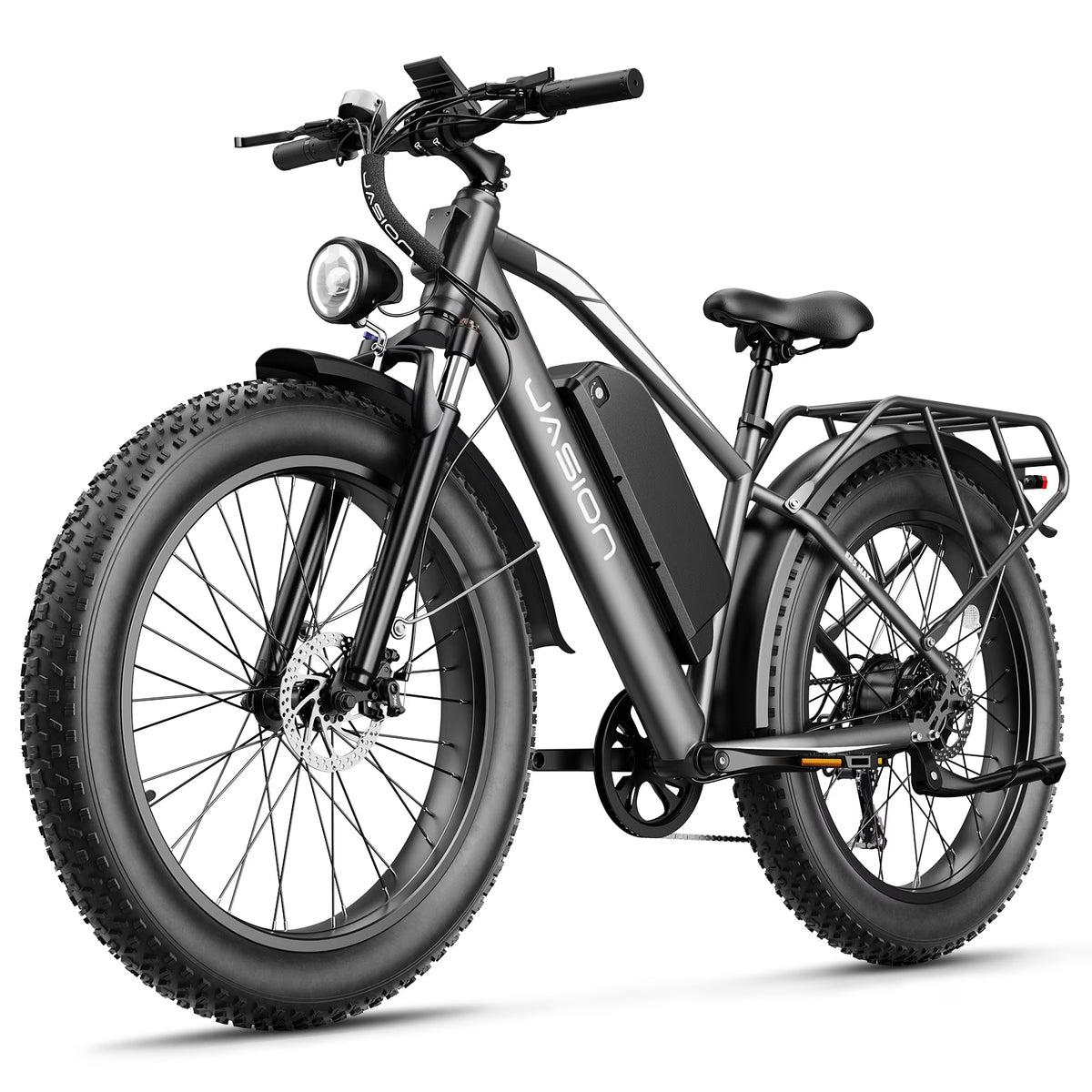 Jasion EB5 MAX Electric Bike for Adults, 750W Electric Mountain Bike with 48V 15Ah Battery, 26'' Fat Tire Off-Road Ebike, 28MPH Shimano 7 Speed Bicycle UL2849
