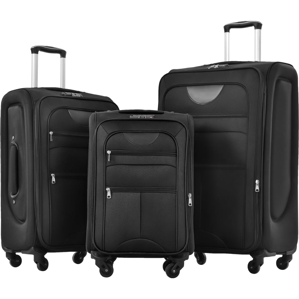 EUROCO  Suitcase Set with TSA Lock and Spinner Wheels,Lightweight Suitcase for Men Women(20",24",28"),Black