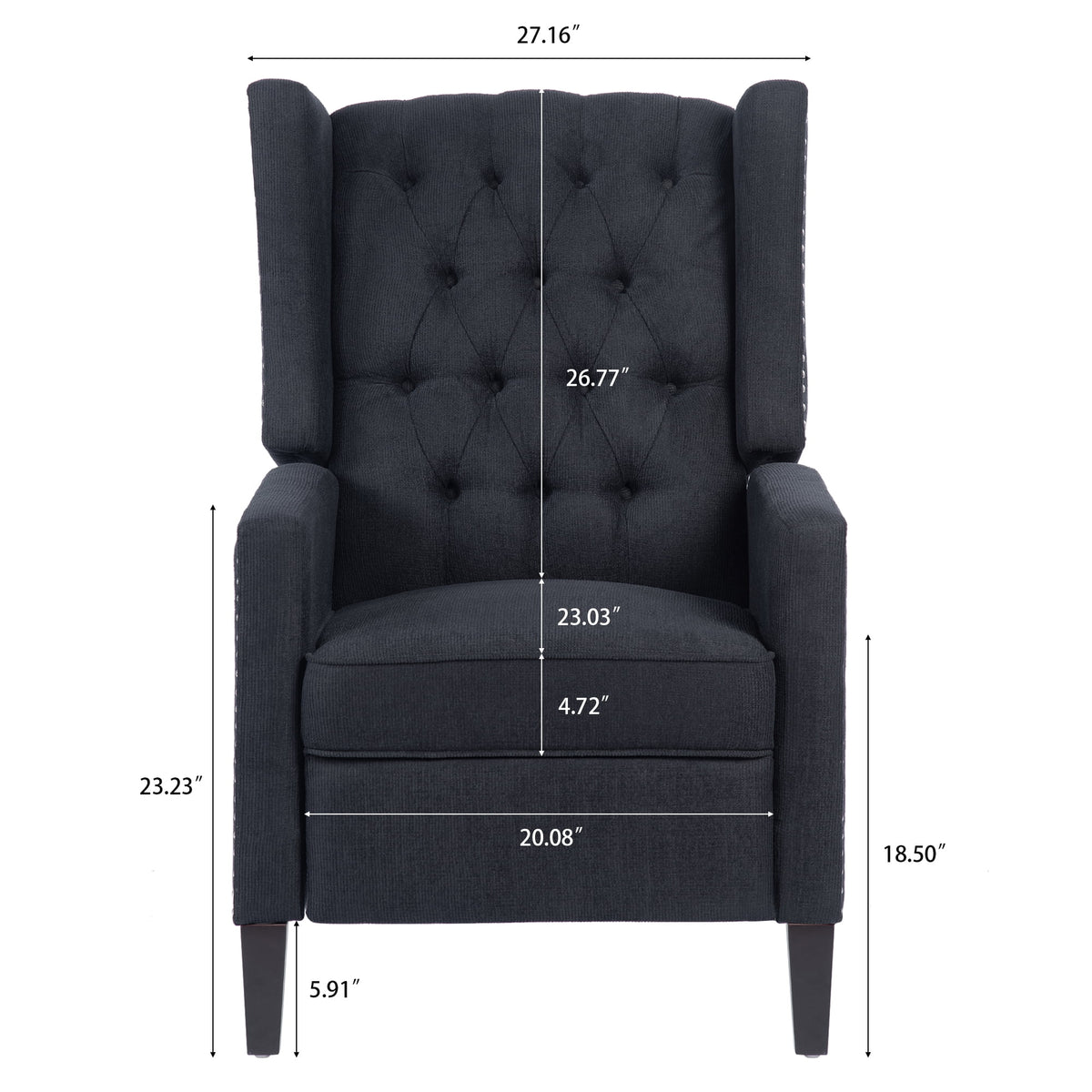 Recliner Chair, Living Room Chairs with Arms, Adjustable Single Reclining Sofa, Home Theater Seating Arm Chair with Thick Padded Seat, Footrest, Lounge Chair for Bedroom, Blue