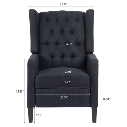 Recliner Chair, Living Room Chairs with Arms, Adjustable Single Reclining Sofa, Home Theater Seating Arm Chair with Thick Padded Seat, Footrest, Lounge Chair for Bedroom, Blue
