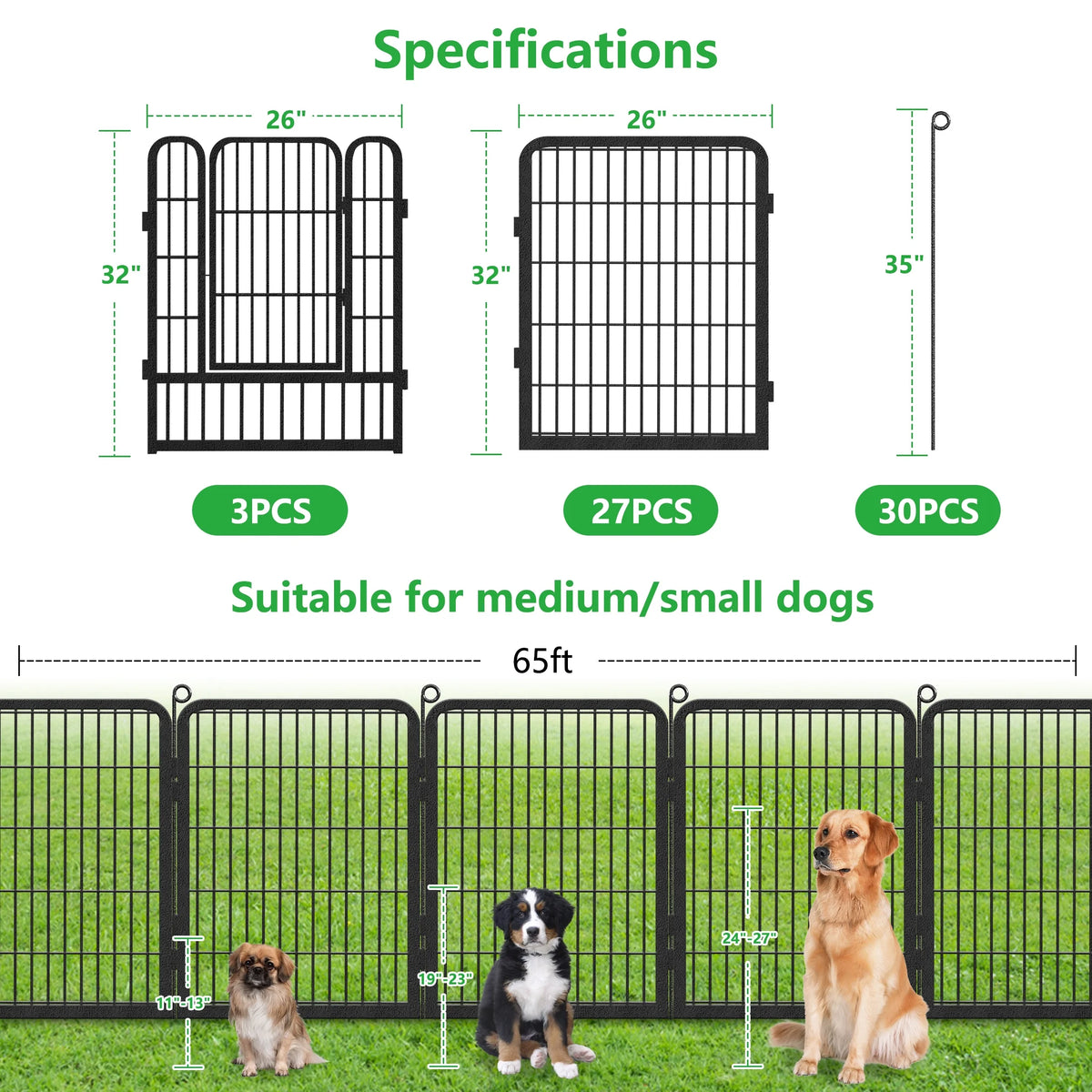Garden Fence with Gate Fencing No Dig Fence Panels 30ft(L)��32in(H) for Yard Animal Barrier Decorative Garden Fencing for Backyard Patio Garden Fences and Borders for Dogs