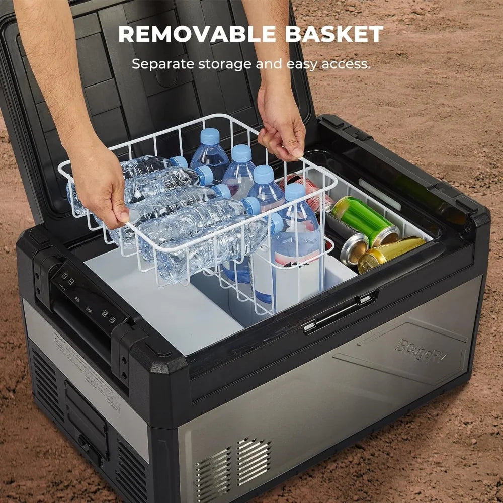 BougeRV Rocky 12 Volt Car Refrigerator, 81QT Dual Zone Car Fridge Freezer with Metal Casing, APP Control Compressor Cooler 12/24V DC, 110~240V AC for RV Truck Vehicle Outdoor Travel Camping Trip