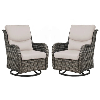 Gymojoy Outdoor Rocking Chairs Set of 2, All Weather PE Wicker Swivel Patio Glider Chairs, Garden Outdoor Furniture Set for Backyard Deck,Blue