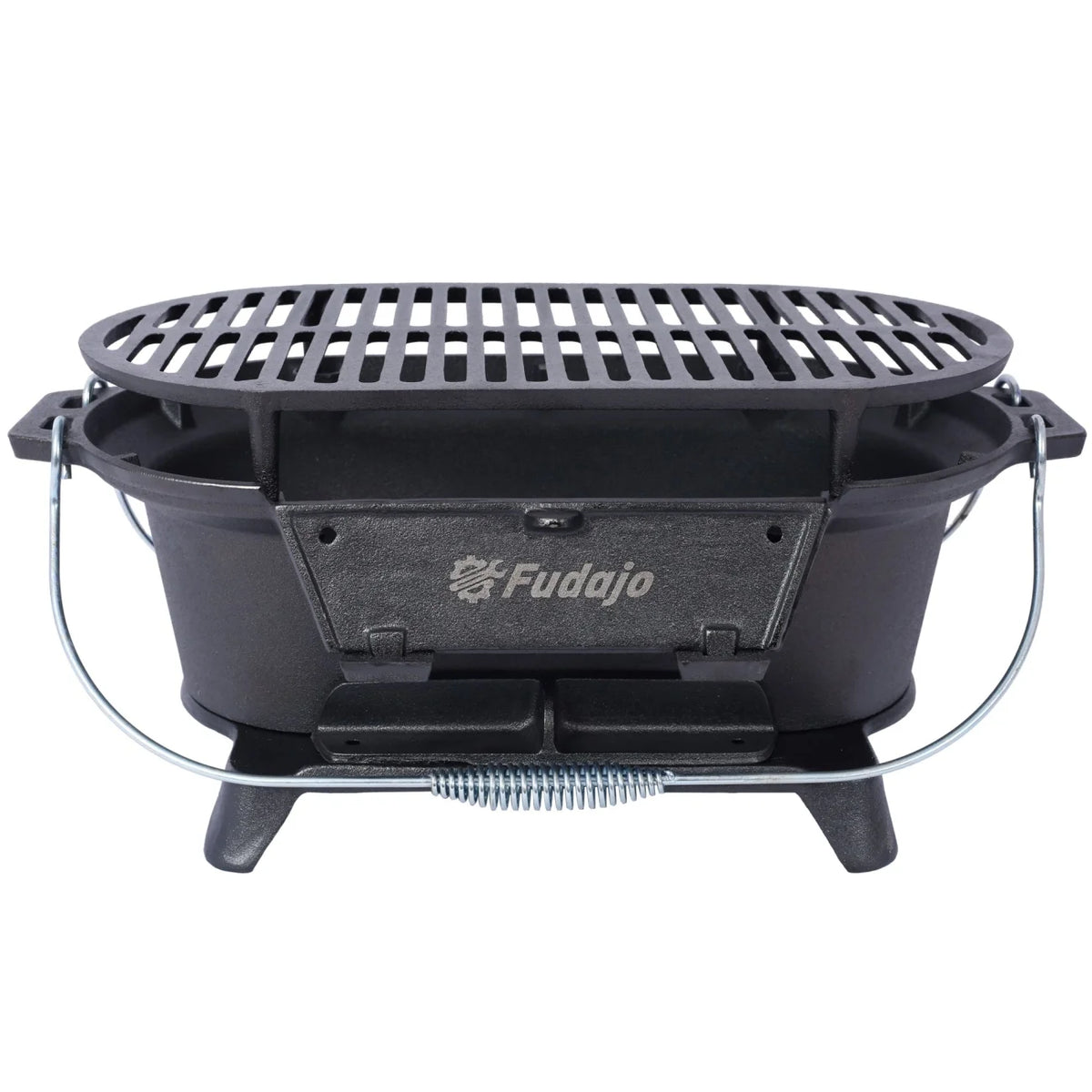 Hibachi Grill, 16" Portable Cast Iron Outdoor Tabletop Grill, Handled Mini Japanese BBQ Charcoal Stove, Small Durable Camping Cast Iron Grill with Grate Hook