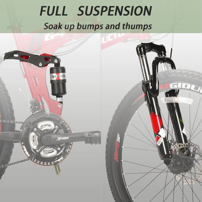 26”Full Suspension Folding Mountain Bike 21 Speed 17" Foldable Frame Bicycle Men or Women MTB for Afult Blue