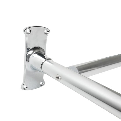 Utopia Alley Rustproof Wall Mounted Aluminum D-shape Shower Rod With Ceiling Support for Freestanding Tubs, 60 Inch Large Size by 25 Inch, Chrome