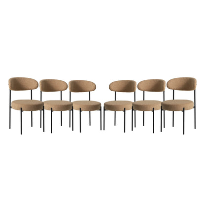 WestinTrends Alexandria Mid-Century Modern Upholstered Sherpa Round Dining Chairs (Set of 4), Sunset Gold