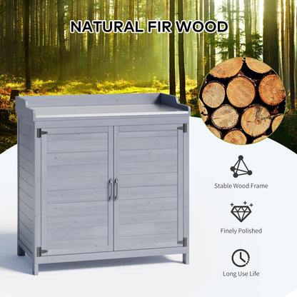 Lofka Outdoor Storage Cabinet, Outdoor Potting Bench Table with Removable Shelves for Yard, Garden,  Waterproof Wood
