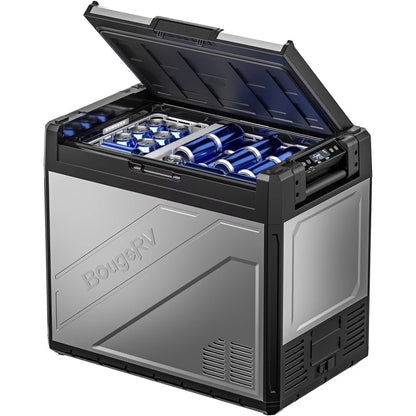 BougeRV Rocky 12 Volt Car Refrigerator, 81QT Dual Zone Car Fridge Freezer with Metal Casing, APP Control Compressor Cooler 12/24V DC, 110~240V AC for RV Truck Vehicle Outdoor Travel Camping Trip