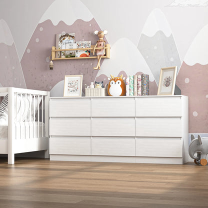 Kadyn White Chest of Drawer, 6 Double Drawer Dresser for Bedroom, Modern Storage Cabinet for Living Room, Dresser