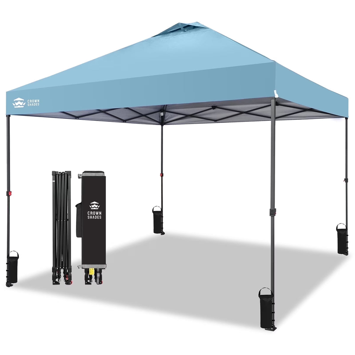 CROWN SHADES 8x8 Pop Up Canopy with One Push Setup Easy Outdoor Sun Shade for Events Parties Camping Forest Green
