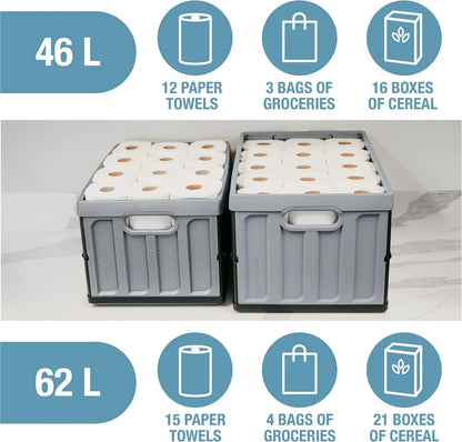 CleverMade 3 Pack Stackable Collapsible Storage Bin with Lids - 16 Gal Ocean