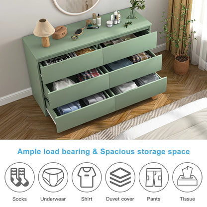 Kadyn White Chest of Drawer, 6 Double Drawer Dresser for Bedroom, Modern Storage Cabinet for Living Room, Dresser