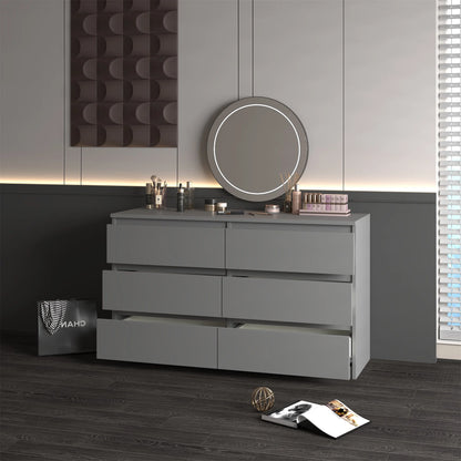 Kadyn White Chest of Drawer, 6 Double Drawer Dresser for Bedroom, Modern Storage Cabinet for Living Room, Dresser