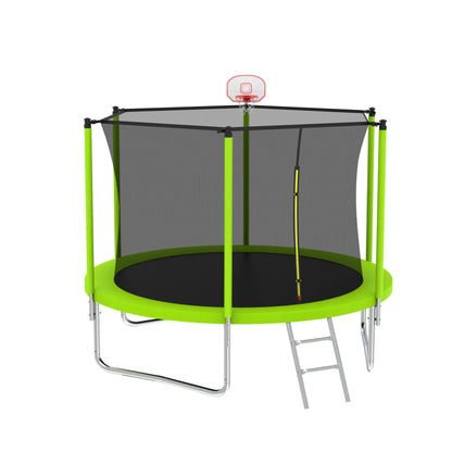 8FT Trampoline for Kids,Outdoor Trampoline with Basketball Hoop,Heavy-Duty Trampoline with Safety Enclosure Net,Blue