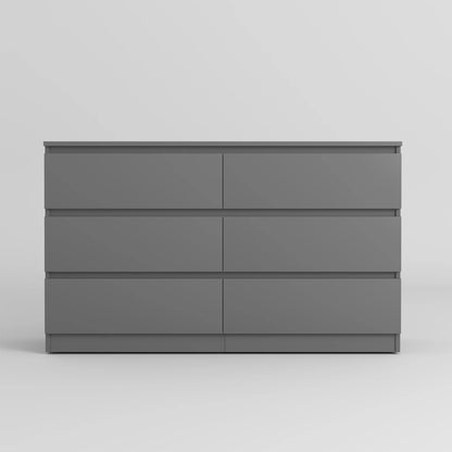 Kadyn White Chest of Drawer, 6 Double Drawer Dresser for Bedroom, Modern Storage Cabinet for Living Room, Dresser