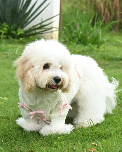 Pink Bow-3D Motif Pet Sweater