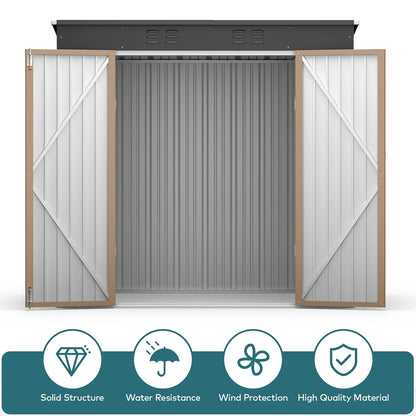 Lofka 6ft x 4ft Outdoor Storage Shed, Metal Garden Shed,Brown